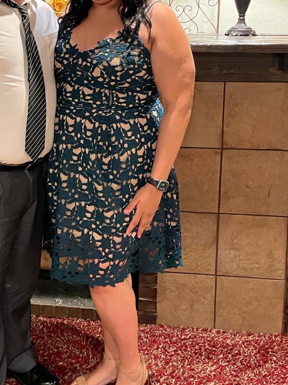 City Chic Teal Crochet Lace Midi Dress